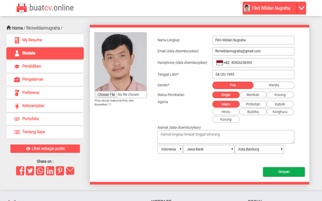 Langkah 2: Isi Data Diri & Pengalaman