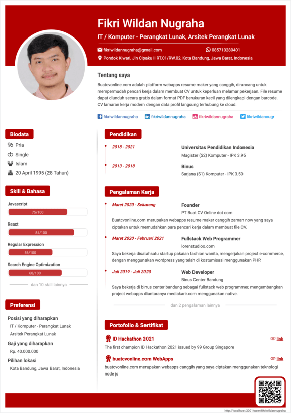 CV Menarik Perhatian HRD - Template CV Profesional ATS Friendly untuk Lamaran Kerja