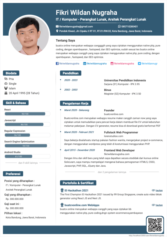 Curriculum Vitae Default - Fresh Graduate CV